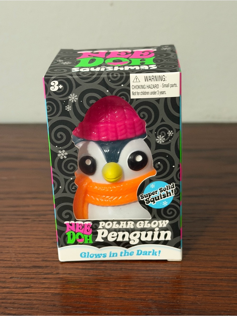 NeeDoh Squishmas Polar Glow Penguin BLUE Glow in the Dark